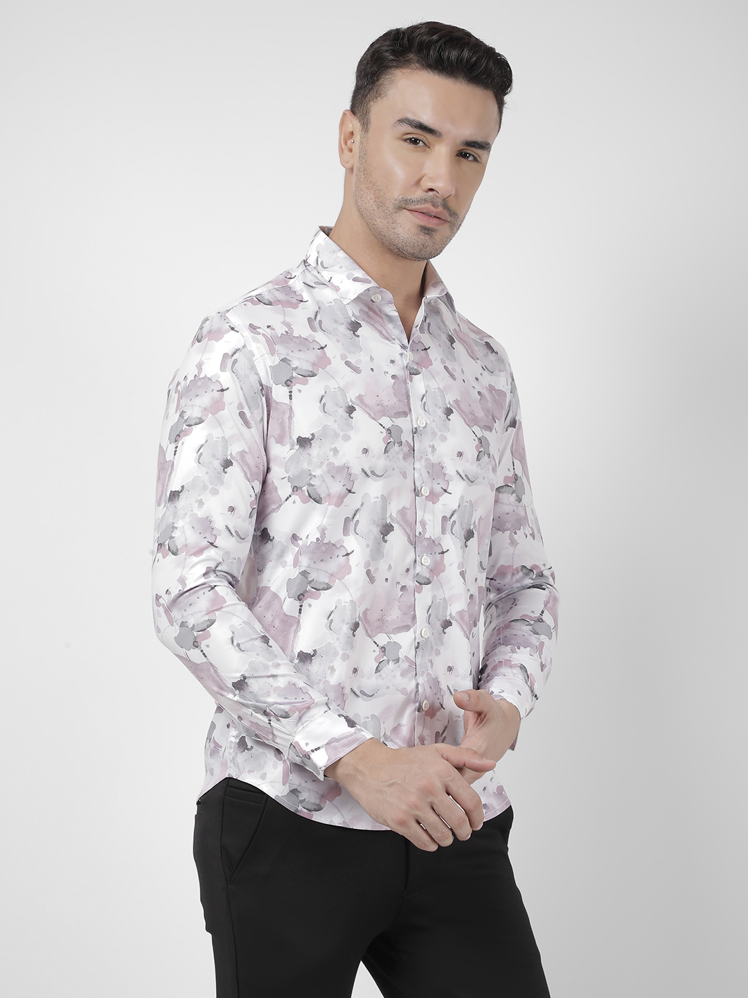 Numero Uno Men Abstract Pink Shirt